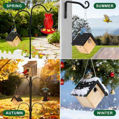 Gtongoko Hanging Wren Bird Houses for Outside, Cedar Wooden Bird Houses for Outdoors, Bird Nest with Air Vents, 1-1/8"Entrance Hole, Clean Door for Wildbird Watching, 1 Pack Black