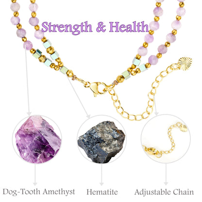 Farfume Dog-Tooth Amethyst - Tooth Amethyst-Strength - Crystal Beaded Bracelets, Chakra 4mm Natural Stone Beads Bracelets, Gemstone Spiritual Jewelry Gifts for Mother's Day