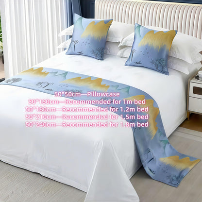 Taqargzy Decorative Bed Throws，Polyester Bed Runner，Breathable ，Quilted Bed Runner，Modern Style Bed Scarves ，Bed Runner Scarf，Luxury Bed Runner，for Bedroom Home Guesthouse Farmhouse(P,50 * 240cm)