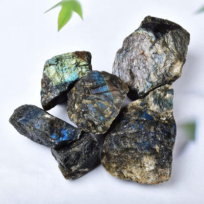FZBHRO Raw Labradorite Stone Blue Rough Labradorite Rock Healing Crystal and Stone for Tumbling Meditation 0.6-0.8 Pound