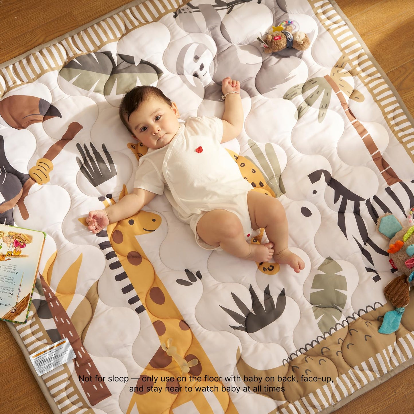 Momcozy Baby Play Mat for Floor, 50x50 Thickened Playpen Mat, Playmate for Baby Tummy Time, Waterproof & Non-Slip, Foldable Outdoor Mat with Carrying Handle, Giraffe