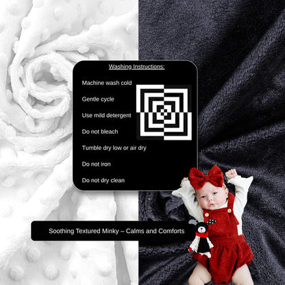 High Contrast Baby Security Blanket-Soft Sensory Lovey for Babies-Red, Black and White Blankie Comfort Toy (Spot the Pup)