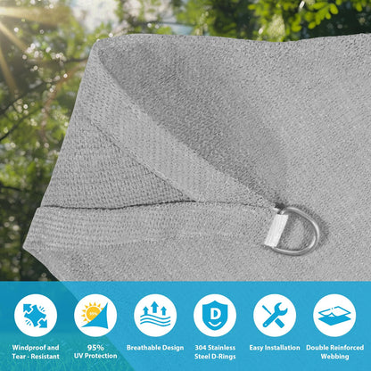 Amagenix Sun Shade Sail 16'X20' Curved Edge Outdoor Shade Canopy Light Grey Breathable 95% UV Block Shade Cloth for Patio Garden Backyard (We Make Custom Size)