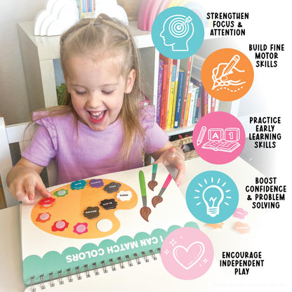 Hadley Designs My First Busy Book Toddlers 3-5, Montessori Preschool Learning Activities Age 4-5, 174 Pcs Velcro Busy Book, Travel Toys Airplane Car Quiet Time, Sensory Toys, Pre K Graduation Gifts