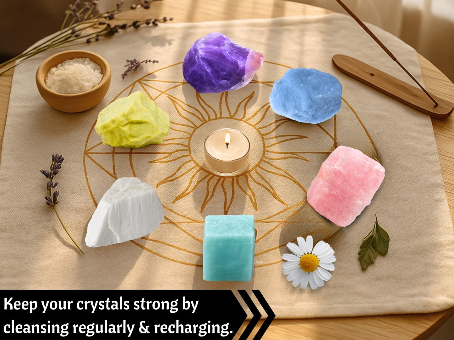 Amazing Gemstone Healing Crystals for Headaches and Migraine, Set of 6 Amethyst, Angelite, Amazonite, Rose Quartz, Scolecite and Serpentine Healing Crystals and Stones