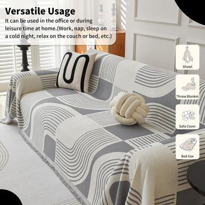 WEYOND Boho Couch Cover Sofa Covers Washable, Chenille Couch Covers for 3 Cushion Couch Sofa Pet Friendly, Bohemian Sofa Slipcovers for Sectional Sofa, Loveseat, 2 3 4 Seater (71" x 102", Grey)