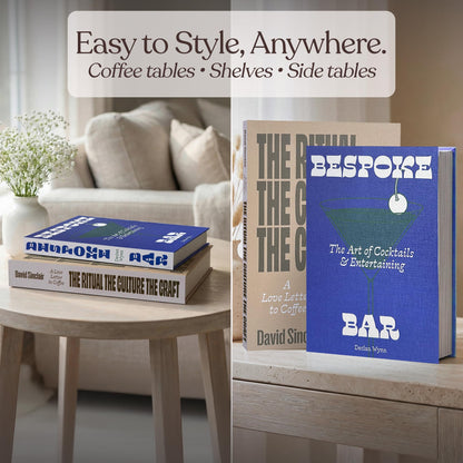 MESMOS Set of 2 Faux Decorative Coffee Table Books, Fake Book Storage Boxes for Home Decoration & Bookshelf Decor, Aesthetic Console Table Decor, Drinks Edition