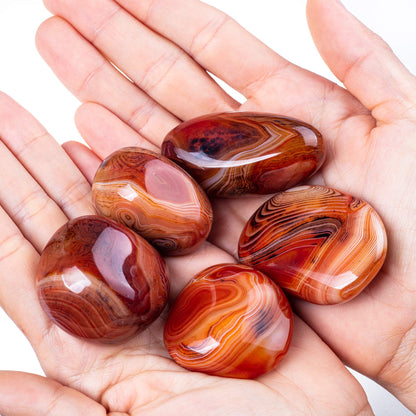 Natural Irregular Banded Agate Pocket Palm Worry Stones,Polished Gemstone for Anxiety Stress Relief Therapy