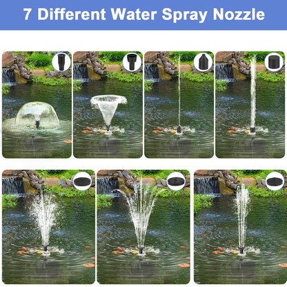 Solar Water Fountain Solar Powered Water Fountain 264GHP Solar Fountain Pump 12W 17V Solar Water Pump for Birdbath,Pond,Fish Tank,Waterfall,Garden Water Feature