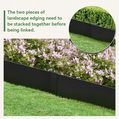LMYYGOO 6PCS 8 inch Steel Landscape Edging Kit - 40" L x 8" H Each (20ft Total) Galvanized Steel Edge for Lawn Yard- No-Dig Hammer-in Heavy Duty Metal Edging Border with 6 Clips