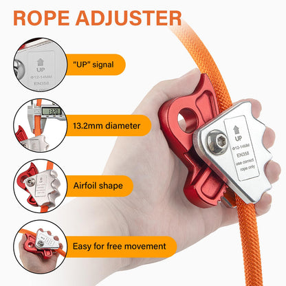Steel Wire Core Flipline - 8ft Fall Protection Arborist Climbing Tree Arborist 1/2" Galvanized Steel Cable Lanyard Kit with Swivel Snap Hook Triple Lock Carabiner Rope Grab Adjuster