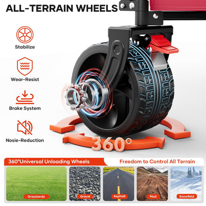 49" L Collapsible Extended Wagon with 500lbs Weight Capacity,300L Heavy Duty Sports Wagon,Big All-Terrian Wheels with Cup Holders,Cart for Sports,Grocery,Shopping,(Rosepink)