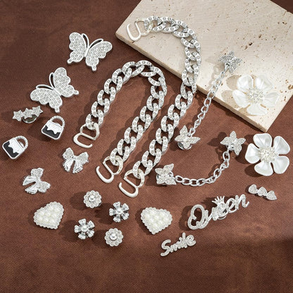 22Pcs Bling Shoe Charms Designer Rhinestones Bling Chain Shoes Accessories for Women Girls Jewelry DIY Shoe Accessories Decoration Party Favors