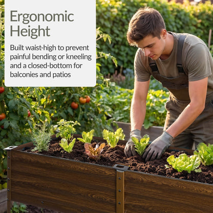 Best Choice Products 72x24x30in Non Toxic Galvanized Raised Garden Bed, Metal Elevated Planter Box, Vegetable Garden, 100% Non Toxic Materials - Wood Grain
