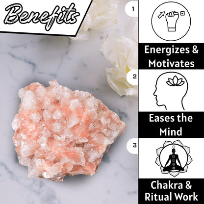 Amazing Gemstone Pink Heulandite Crystals&Healing Stones Mineral Specimen - Premium Semi Precious Gem Stones for Spiritual Growth - Healing Crystals Geodes Clusters for Meditation,Chakra Balance