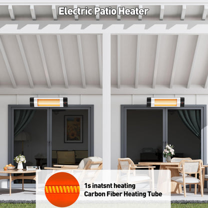 Wall Mounted Infrared Heater with 1 Seconds Instant Warmth, Quiet Electric Radiant Heating for Garage Greenhouse Porch, 1500W Adjustable Temperature Patio Heater