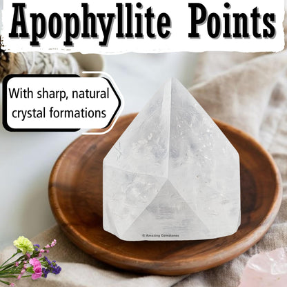 Amazing Gemstone Apophyllite Crystals and Healing Stones Mineral Specimen Set of 6 - Premium Semi Precious Gem Stones - Healing Crystals Geodes Clusters for Meditation, Chakra Balance (S)