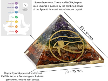 Amazing Gemstone Large Orgone Pyramid | Natural Chakra Pyramid Crystal | Eye of Horus Orgonite Pyramid | Organ Pyramids Positive Energy Healing