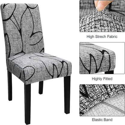 Keyroal Dining Room Chair Covers Set of 1, Stretch Printed Parsons Chair Slipcovers Spandex Removable Washable Kitchen Chair Protector Cover for Dining Room, Hotel, Ceremony