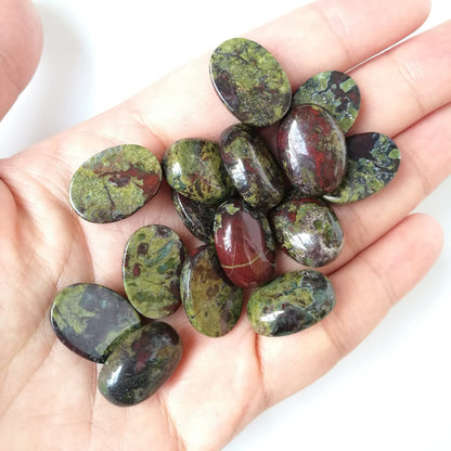 Bacatgem 7 Pcs Dragon Blood Jasper Oval Cabochons Flatback Crystal Stone Gemstones Beads for Jewelry Making DIY,18x13mm