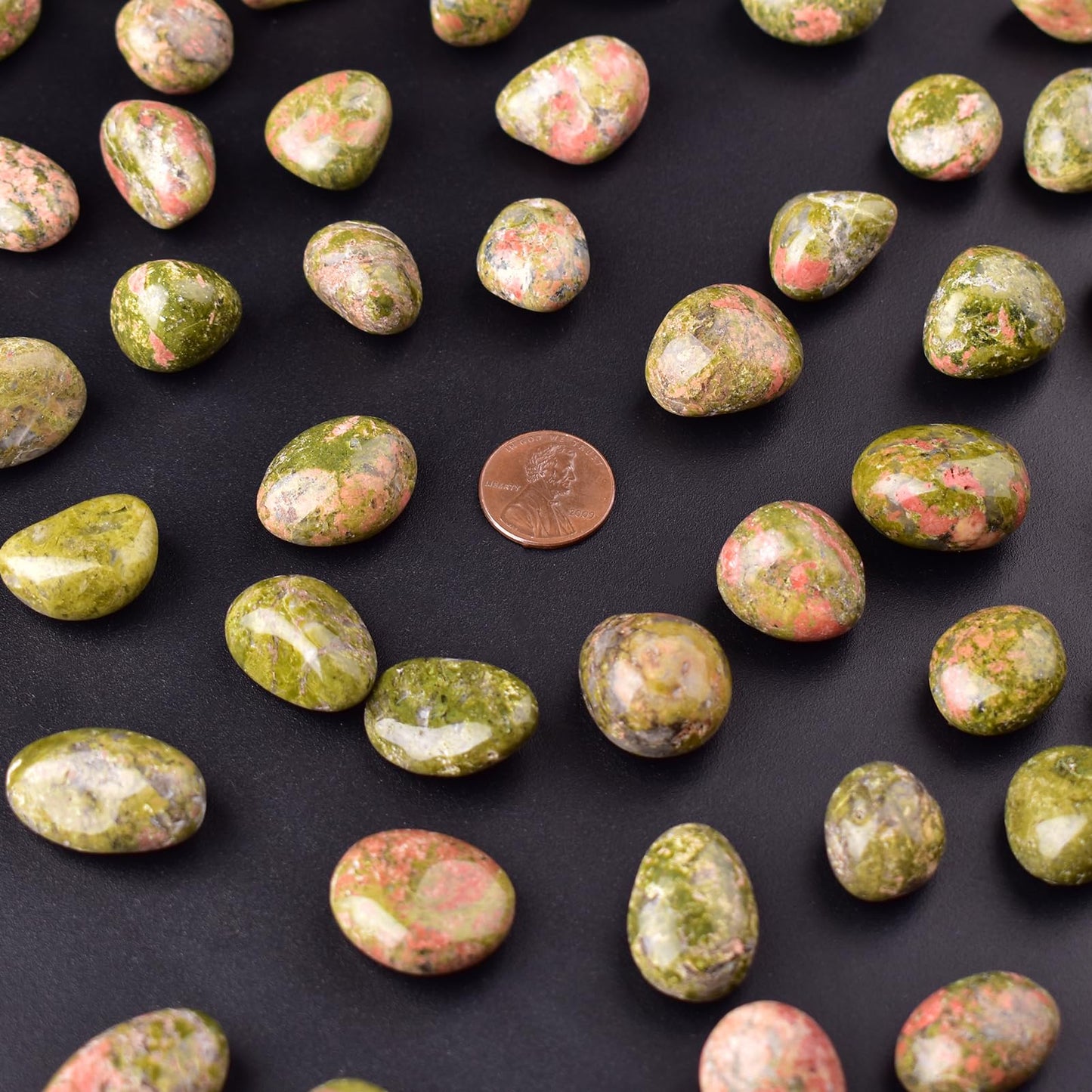SigMntun Unakite Healing Crystal Stone Set - 24 Pieces, 0.6" Natural & Polished Stones for Healing, Meditation, Reiki, Chakra, Crafting & Decoration