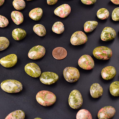 SigMntun Unakite Healing Crystal Stone Set - 24 Pieces, 0.6" Natural & Polished Stones for Healing, Meditation, Reiki, Chakra, Crafting & Decoration