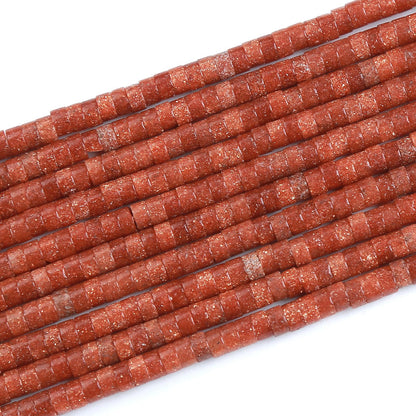 150pcs 2x4mm Natural Gold Sandstone Tube Shape Beads Loose Flat Round Cylinder Flat Spacer Green Stone Beads for Bracelet Earrings Jewelry Making