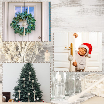Marsui 6 Pieces Macrame Christmas Ball Ornaments Boho Wall Snowflake Woven Decorations Christmas Tree Hanging Crafts for Party Bedroom Kitchen Indoor(White)