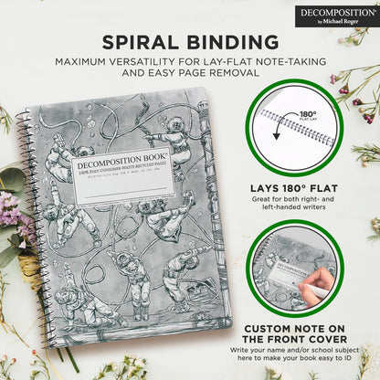 Decomposition Deep Stretch College Ruled Spiral Notebook - 9.75 x 7.5 Journal with 160 Lined Pages - 100% Recycled Paper - Cute Notebooks for School Supplies, Home & Office - Made in USA