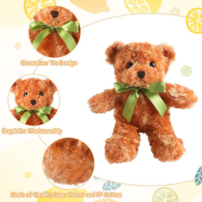Hungdao 36 Pcs Plush Bears Bulk 10 Inch Bears with Bow Cute White and Light Brown Stuffed Animals Small Soft Plush Toys Gifts for Birthday Graduation Wedding Baby Shower Party Favors