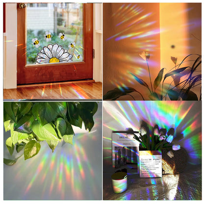 Trantranapa Bee and Sunflower Suncatchers Stickers Prism Glass Decor Anti-Collision Stickers for Birds Vinyl Window Clings Glass Decal for Home Mirror Sticker Flower Window Gels(Bee and Flower)