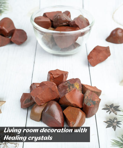 Crocon® 1LB Red Jasper Rough Bulk Rocks Natural Stone Spiritual Gifts Raw Gemstone Crystals and Stones Tumbling Cabbing Polishing Gem Mining Chakra Balancing Reiki Healing Home Office Décor