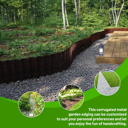 SnugNiture 3 Rolls Corrugated Metal Garden Edging,8" x 20' Landscape Edging Border,Sturdy Metal Lawn Edging for Landscaping, Garden,Flower Bed and Yard(Total 60 Ft)