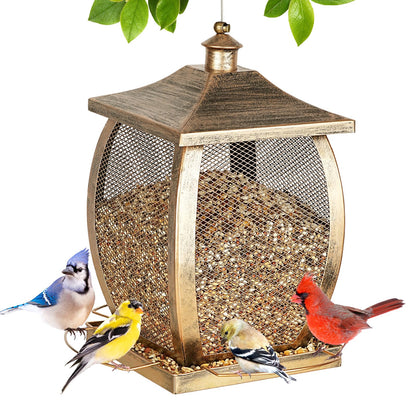 Bird Feeder, Heavy Duty Metal Wild Bird Feeders for Outdoors Hanging, 9 Lbs Extra Large Bird Feeder for Garden Yard Outside Backyard, Retro Lantern Shape