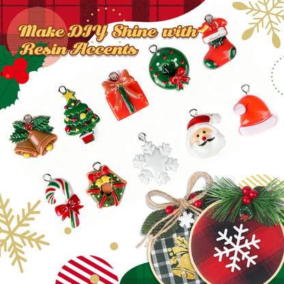Ecoofor 8 Pack DIY Christmas Ornaments Craft Kit, Christmas Ornaments Kits with Plaid Fabric Bamboo Hoops Pinecones Berries and Other Accessories, Perfect for Christmas Crafts and Holiday Decorations