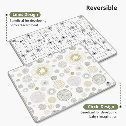 Piglog Extra Large Play Mat for Baby, 0.8 Inch Thick BPA Free, Reversible Foldable Baby Play Mat, 79" x71" Waterproof Foam Floor Baby Crawling Mat, Portable Playmat for Infants, Toddler, Kids, Circle