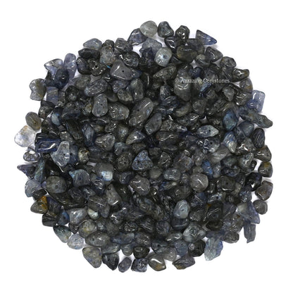 Iolite Pre Drilled Natural Crystals Crushed Chips Beads for Jewelry Making, DIY Handmade Healing Crystals (25 Inch Strand)