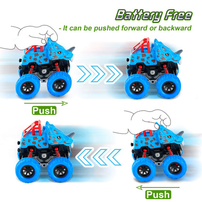 LODBY Dinosaur Toys for 2 3 4 5 Year Old Boys - Monster Truck Toys for Toddlers Boys Ages 2-4-6 - Push and Go Cars Dinosaur Toys for Kids 3-5 Year Old Boy Christmas Birthday Gifts