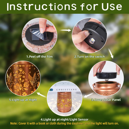FancyPlus Solar Lanterns Outdoor Waterproof, Butterfly Birthday Gifts for Women Mom Grandma, Garden Hanging Solar Lantern Lights for Patio