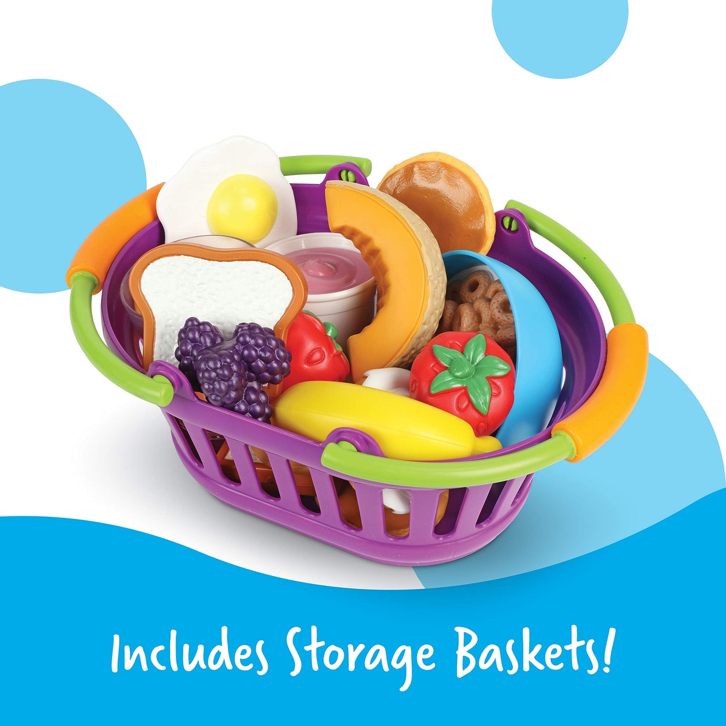 Learning Resources New Sprouts Bundle of Breakfast, Lunch and Dinner - Food Toys, Pretend and Play, Imaginative Skills, Toddlers Kitchen Toys, Fruit and Vegetable Basket, Gifts for Boys and Girls