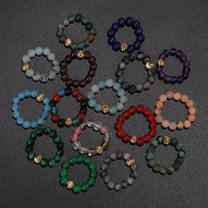 oasymala 4mm Handmade Healing Stone Beads Ring with Elastic Stretchy Cord, One Size Fits Most (Labradorite)