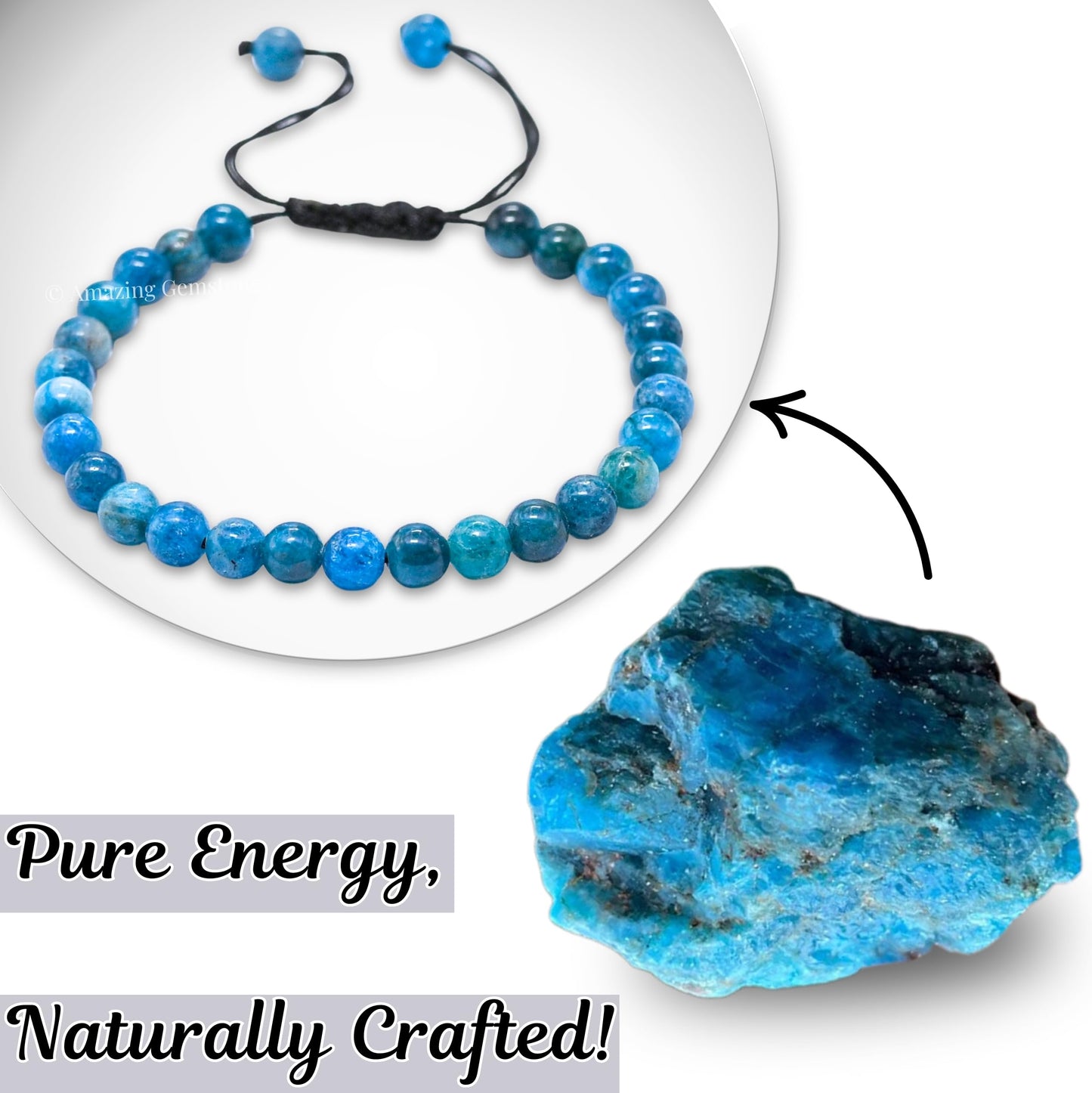 Amazing Gemstone Apatite Bracelet for Women Men's Gifts - Protection Healing Crystal Bracelet - 6mm Gemstone Beaded Adjustable Bracelet Pulseras Para Hombres Mujer Stocking Stuffers