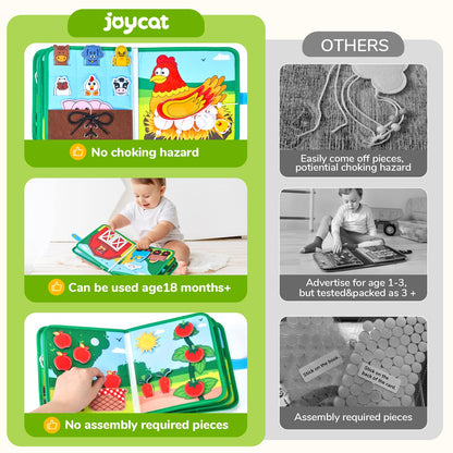 JoyCat Farm Busy Book for Toddlers 1-3 - 1 Year Old Boys Girls Gifts Toys + Magnetic Letters, Animal Fridge Magnets for Toddlers & Kids, 26 Large Soft PVC Uppercase Alphabet ABC Refrigerator Magnets