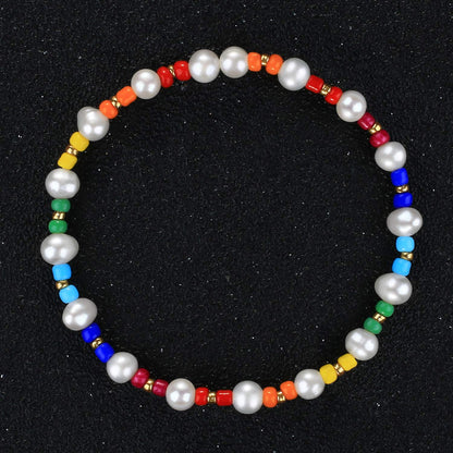 KELITCH Women Stretch Bracelets Pearl Beads Strand Bracelets Fashion Jewelry