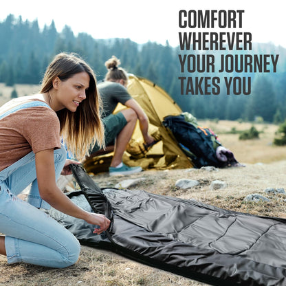 VENTURE 4TH 3-Season XXL Backpacking Sleeping Bag, Camping Sleeping Bags for Adults & Kids - Lightweight, Comfortable, Water Resistant, Ideal for Hiking, Camping & Outdoor – Silver/Black