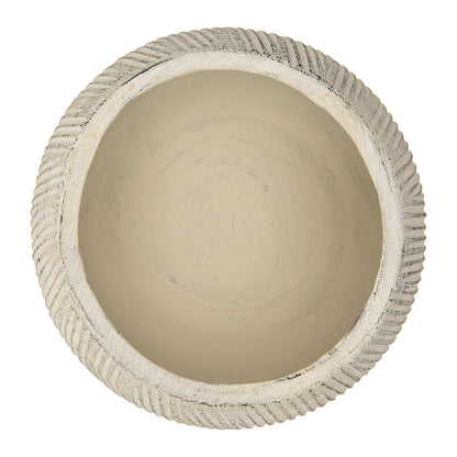 Creative Co-Op Distressed Cream Terracotta Planter with Fluted Texture