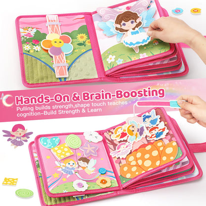 22 in 1 Busy Book for Toddlers 1-3, Sprite Montessori Toys for 1 Year Old with Fishing Game, Soft Sensory Toddler Busy Board, Airplane Travel Toys, Birthday Easter Gifts for 1 2 Year Old Girl