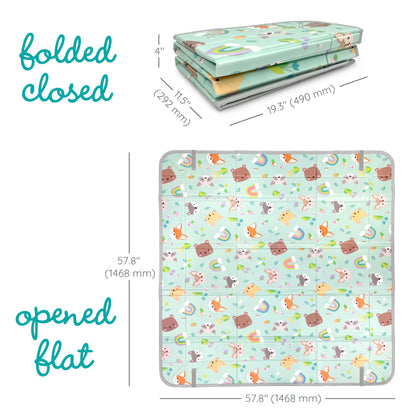 Infantino Foldable Soft Foam Play Mat, 57" Baby Mat for Floor Time, Lightweight, Easy to Store, Wipeable, Animals