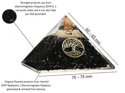 Amazing Gemstone Large Black Tourmaline Orgone Pyramid Crystal, Tree of Life Orgonite Pyramid, Positive Energy Healing
