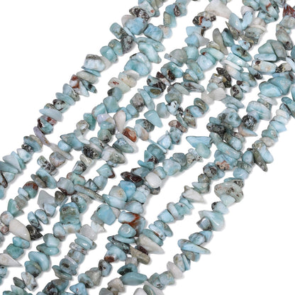 30in Larimar Natural Chip Stone Beads 5-8mm About 230pcs, Irregular Drilled Light Blue Green Bead for Bracelets Jewelry Making Supplies for Adults, DIY Crafts.